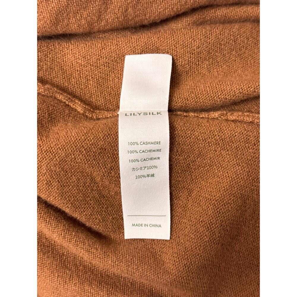 Lilysilk Sweater Large Women 100% Cashmere Wrap Shawl Long Toffee Brown Cardigan - Picture 9 of 9